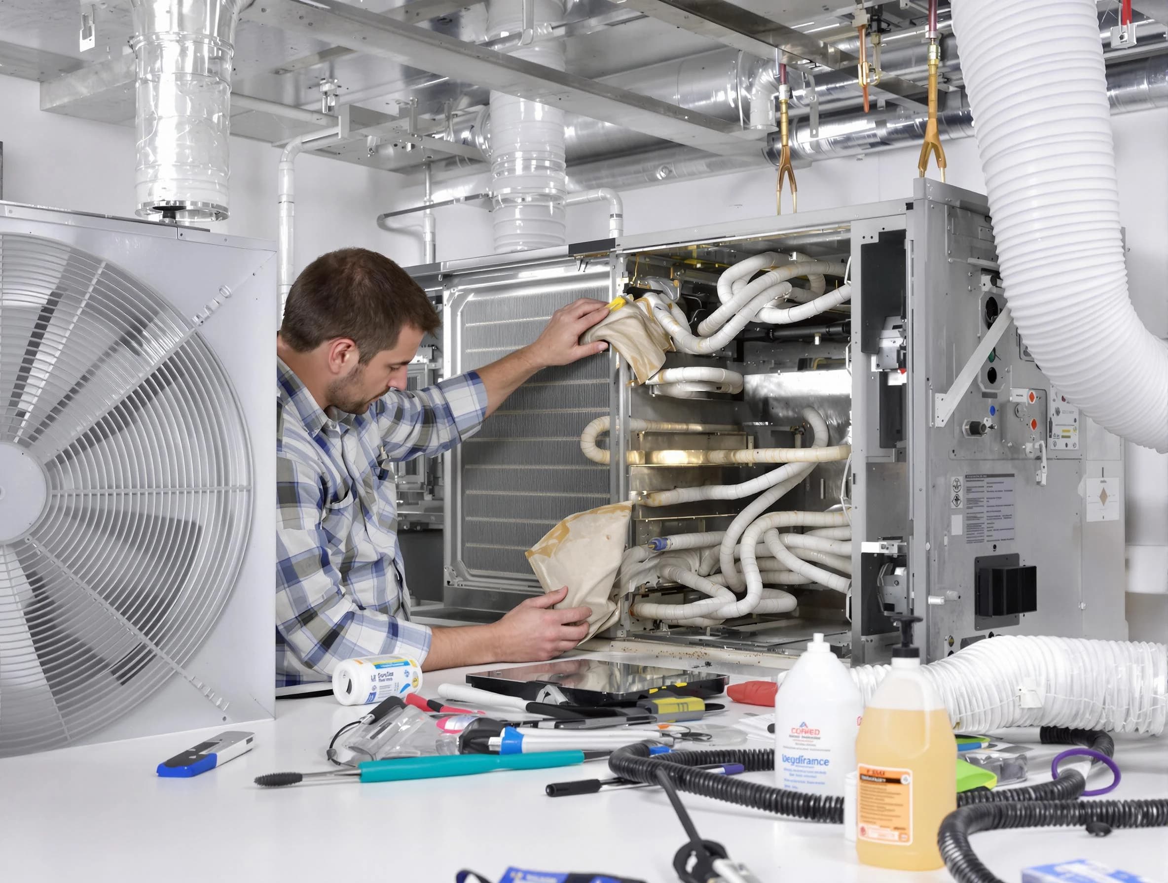 Walpole Air Duct Cleaning specialist performing precision AC coil cleaning in Walpole