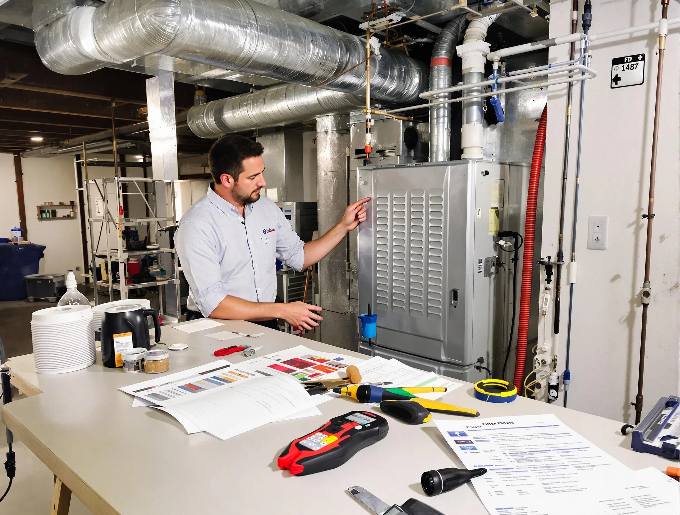 Walpole Air Duct Cleaning inspector conducting detailed filter system evaluation using professional diagnostic tools in Walpole