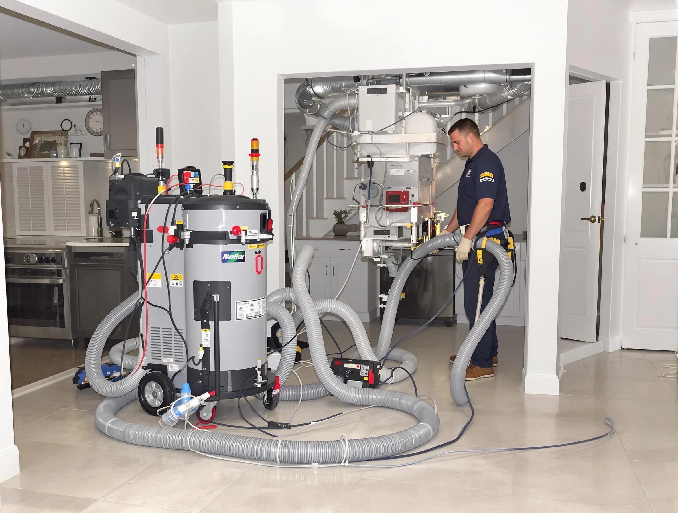 Walpole Air Duct Cleaning technician operating negative pressure cleaning equipment for thorough duct maintenance in Walpole